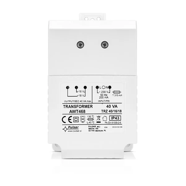 TRANSFORMADOR 230VAC -16V/18VAC, 40VA CAIXAS OPU-3P OPU-4P